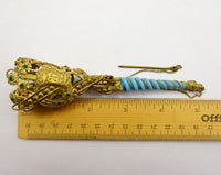 Gilt Bronze Tussie Mussie Posey Posy Holder with Blue Opaline Handle (#J1259)