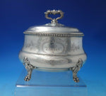 Beaded by Unknown German .800 Silver Tea Caddy Bright-Cut w/ Lion Feet (#6043)