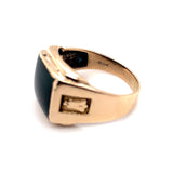 10k Yellow Gold Men's Square Genuine Natural Bloodstone Ring Jewelry (#J5676)