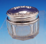 Sterling Silver and Glass Dresser Jar with Bows 1 1/2" x 2" (#9300)