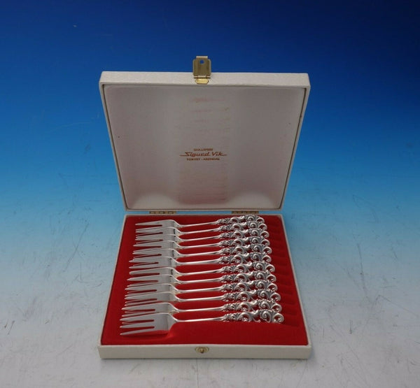 Tele by Mylius Brodrene Norwegian Sterling Silver Pastry / Salad Fork Set 12 Box