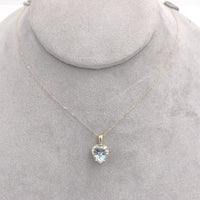 14k Yellow Gold 3 Carat Heart Shape Genuine Natural Aquamarine Pendant (#J6729)