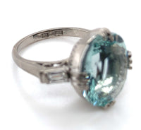 14k White Gold 4.14ct Genuine Natural Aquamarine and Diamond Ring (#J6400)