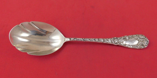 Chrysanthemum by Durgin Sterling Silver Preserve Spoon Unusual Fluted 8 1/4"