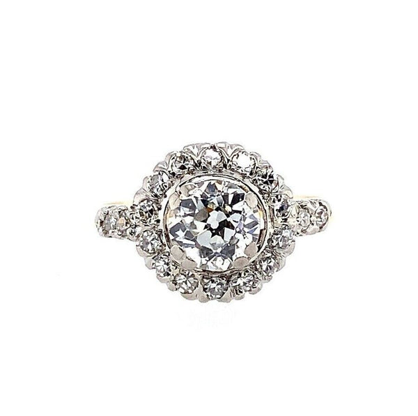 14k Gold Antique 1.15 Carat Genuine Natural Diamond Halo Ring (#J5634)