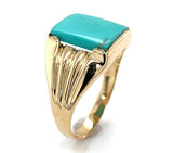 Vintage 14k Gold Men's 2.81 Carat Genuine Natural Turquoise Ring (#J6539)
