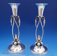 Blossom by Durham Sterling Silver Candlestick Pair #132 9 1/2" x 4" (#8054)