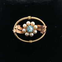 10k Retro Blue Zircon Pin Rose and Yellow Gold (#J5473)