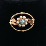 10k Retro Blue Zircon Pin Rose and Yellow Gold (#J5473)