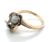 10k Yellow Gold Bypass Ring with Australian Opals in Flower Settings (#J7400)