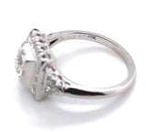 Vintage 14k White Gold Genuine Natural Diamond Ring w/Square Halo Design #J6453