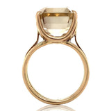 14k Gold Handwrought Emerald Cut Genuine Natural Smoky Quartz Ring (#J6607)