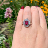 Platinum 1.62 Carat Genuine Natural Ruby Ring with .98cttw of Diamonds (#J6909)