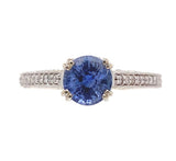 14k White Gold 1.15 Carat Genuine Natural Sapphire and Diamond Ring (#J7178)