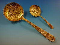 Repousse by Kirk Sterling Silver Flatware Set For 6 Service 32 pcs Vermeil Gold