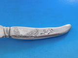 Lap Over Edge Acid Etched Tiffany Sterling Silver Fish Knife 2 Fish Weeds 7 7/8"