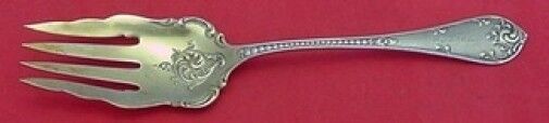 Rustic by Towle Sterling Silver Salad Serving Fork Large Gold Washed 9"