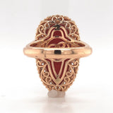 18k Rose Gold 12.05ct Genuine Natural Coral Ring with .32ct Diamonds (#J6180)
