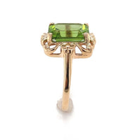 10k Yellow Gold 3.73 Carat Genuine Natural Peridot Ring Size 6.75 (#J6384)