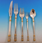 Aegean Weave Gold by Wallace Sterling Silver Flatware Set 12 Service 68 pieces
