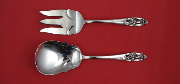 Silver Iris by International Sterling Silver Salad Serving Set AS 9 1/4"