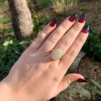 14k Yellow Gold 5.86 Carat Australian Genuine Natural Opal Ring (#J6335)