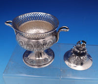 Austrian .813 Silver Sugar Bowl w/ 3-D Leaf and Flower 3 Level Finial (#8442)