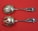 Art Silver c.1894 by The Baltimore Mfg Co Sterling Salad Set 2pc w/Irises GW 10"