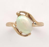 10k Yellow Gold Australian Genuine Natural Opal Bypass Ring Size 6 (#J6782)