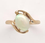 10k Yellow Gold Australian Genuine Natural Opal Bypass Ring Size 6 (#J6782)