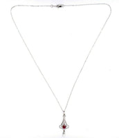 14k White Gold .43ct Ruby Lavaliere Pendant (#J5580)