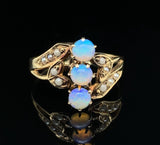 10k Yellow Gold Opal and Seed Pearl Victorian Ring Size 5.75 Jewelry (#J6282)