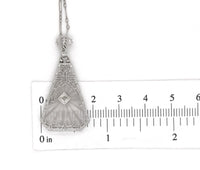 14k Gold Filigree Genuine Natural Rock Crystal Diamond Pendant Orig Chain #J6880