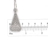 14k Gold Filigree Genuine Natural Rock Crystal Diamond Pendant Orig Chain #J6880