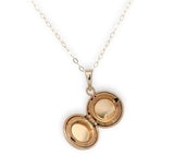 14k Yellow Gold Very Small Round Locket with Engraved Heart and Chain (#J7007)
