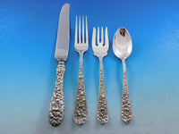Rose by Stieff Sterling Silver Flatware Set For 8 Service 45 Pieces Repousse