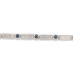 14k Gold Art Deco Genuine Sapphire Link Bracelet Guilloche Engraved (#J6504)