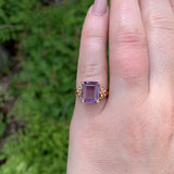 14k Rose Gold Ring with Genuine Natural Amethyst and Flowers Size 5 (#J6904)