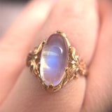 10k Rose Gold 3.70ct Genuine Natural Moonstone Ring Size 7 Jewelry (#J5841)