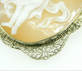 Art Deco 14k Gold Filigree Full Figure Genuine Natural Shell Cameo Pin (#J4359)