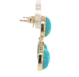 14k Gold Genuine Natural Kingman Turquoise Stud Dangle Earrings 7.39cttw #J6703