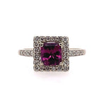 14k Gold 1.10ct Grape Genuine Natural Garnet and Diamond Halo Ring (#J5632)