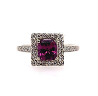 14k Gold 1.10ct Grape Genuine Natural Garnet and Diamond Halo Ring (#J5632)
