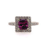 14k Gold 1.10ct Grape Genuine Natural Garnet and Diamond Halo Ring (#J5632)