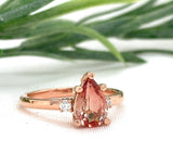 14k Rose Gold .96ct Genuine Natural Oregon Sunstone Diamond Ring 7.75 (#J7557)