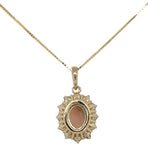 14k Yellow Gold .67ct Australian Genuine Opal Pendant w/ Diamond Halo (#J7427)