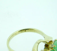 14k Yellow Gold Jade and Diamond Ring (#J4388)