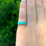 14k Yellow Gold Genuine Natural Turquoise Five-Stone Band Ring Size 6 (#J6800)