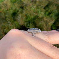 14k Gold Filigree Genuine Natural Rock Crystal Diamond Ring Size 8.75 (#J6498)