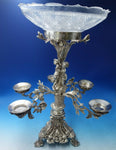 Silverplate Epergne with Cut Crystal Bowl Children in Forest c.1880 (#5580)